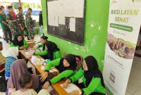 Sejumlah Staff LKC Dompet Dhuafa Papua saat melakukan pemeriksaan kesehatan di Kampung Skouw Sae, Kota Jayapura, Papua, Rabu (20/11). Foto: Ikbal Asra